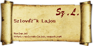 Szlovák Lajos névjegykártya